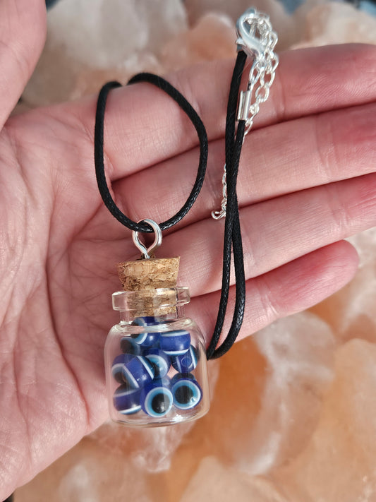 Protection Evil Eye Glass Vial Pendant