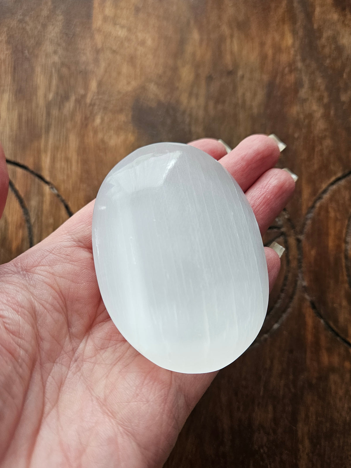 Selenite Palm Stone
