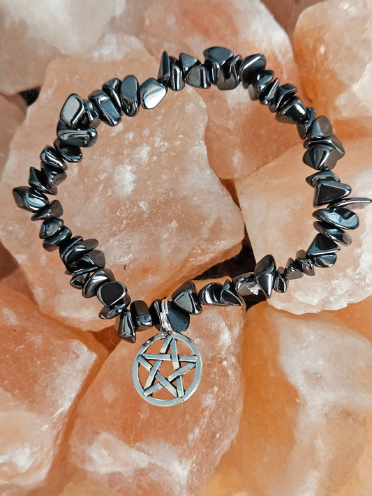 Protection Hematite and Pentagram Bracelet