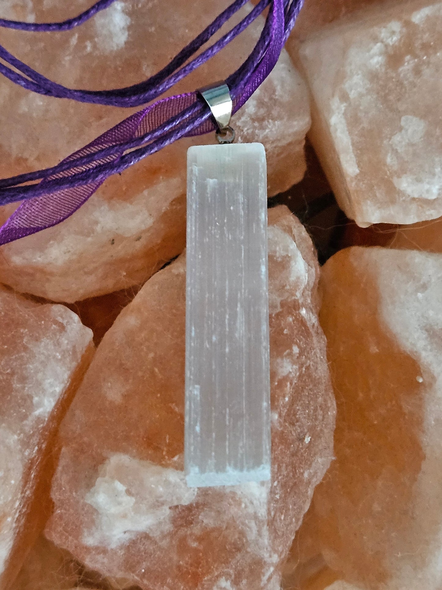 Rough White Selenite Pendant