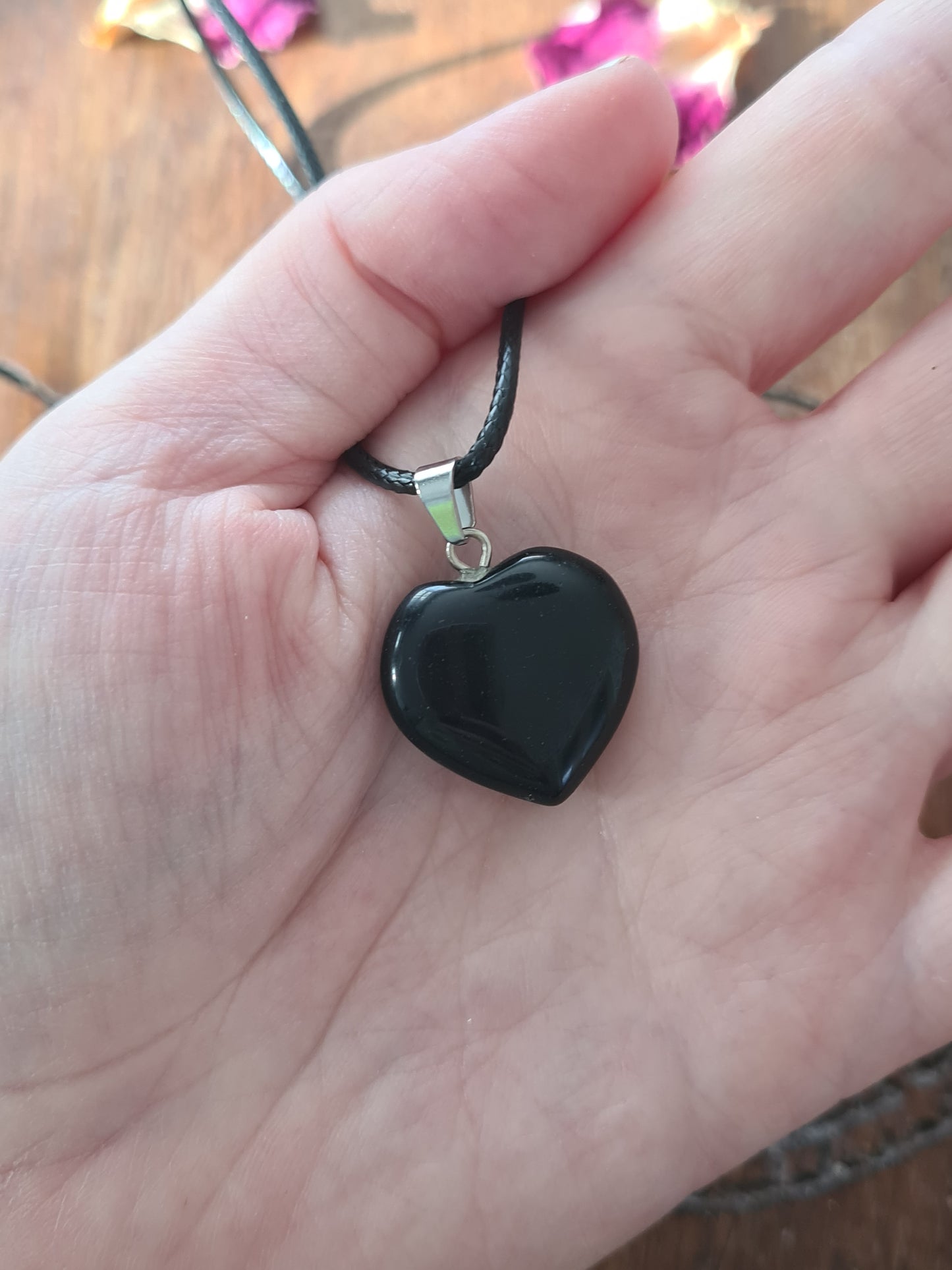 Crystal Heart Necklaces on a 16inch black cord