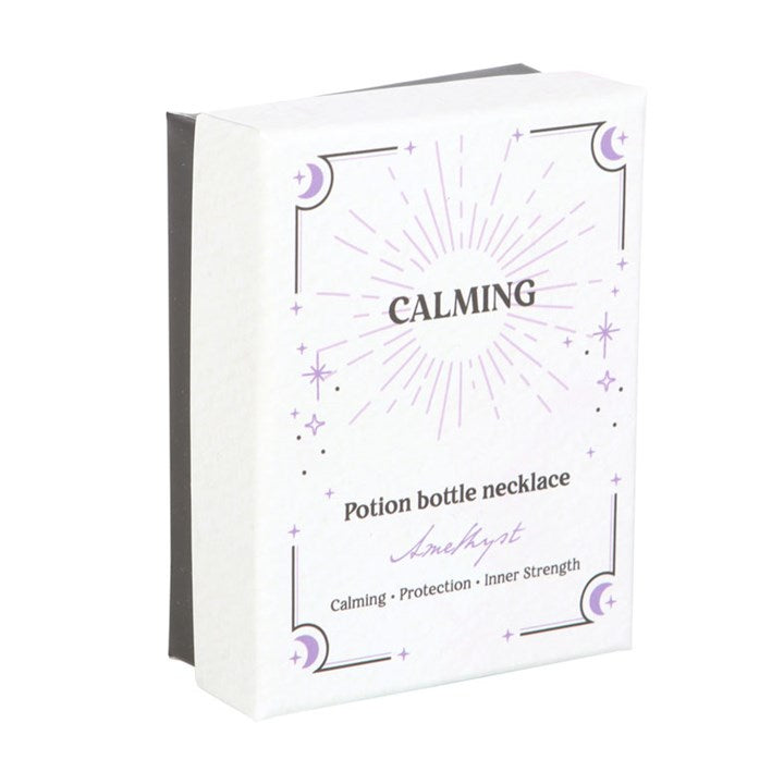 Calming and Protection Amethyst Crystal Chip Potion Bottle Necklace