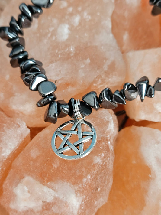 Protection Hematite and Pentagram Bracelet