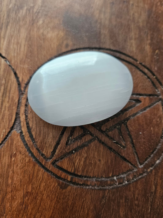 Selenite Palm Stone