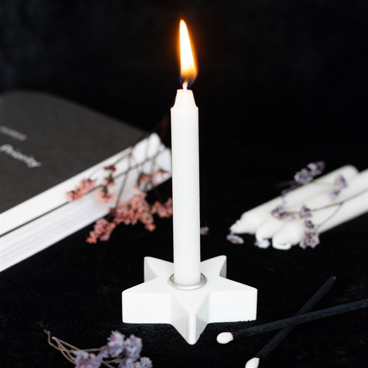 Natural Wooden and White Spell Candle Holders