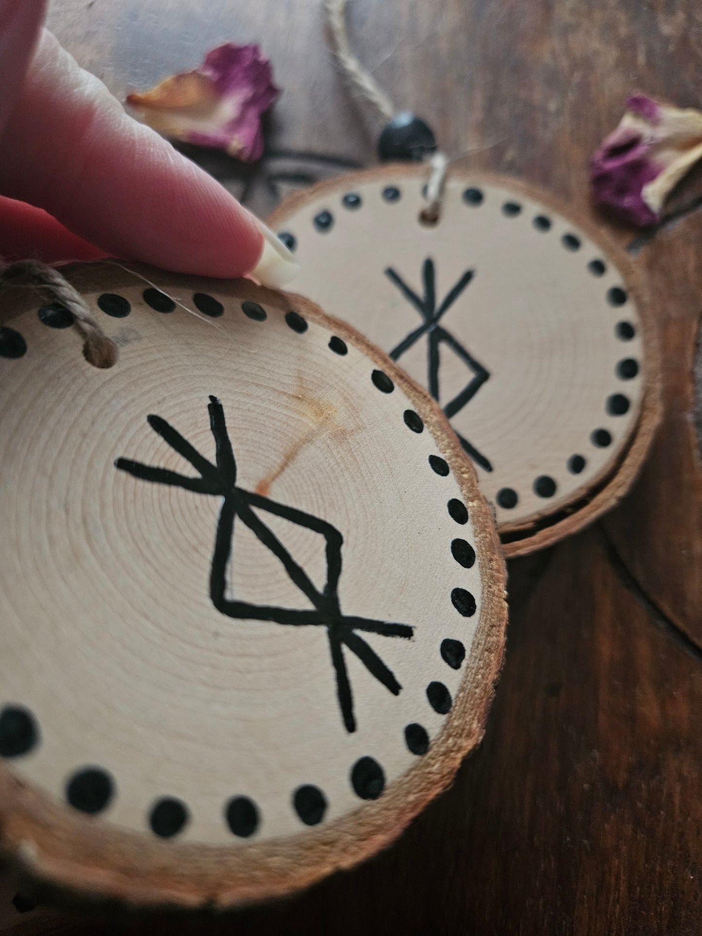 Hanging Wooden Protection Bind Rune