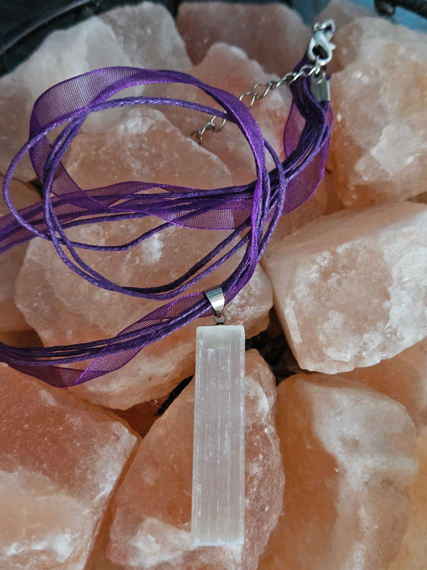 Rough White Selenite Pendant