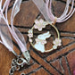 Spring Bunny Necklace ~ Pink and Gold enamel