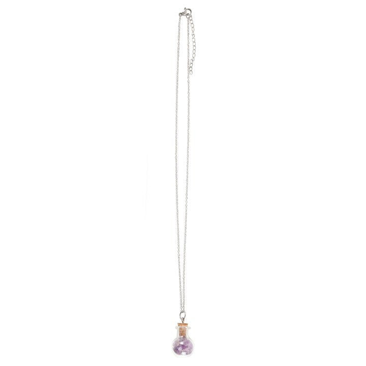 Calming and Protection Amethyst Crystal Chip Potion Bottle Necklace