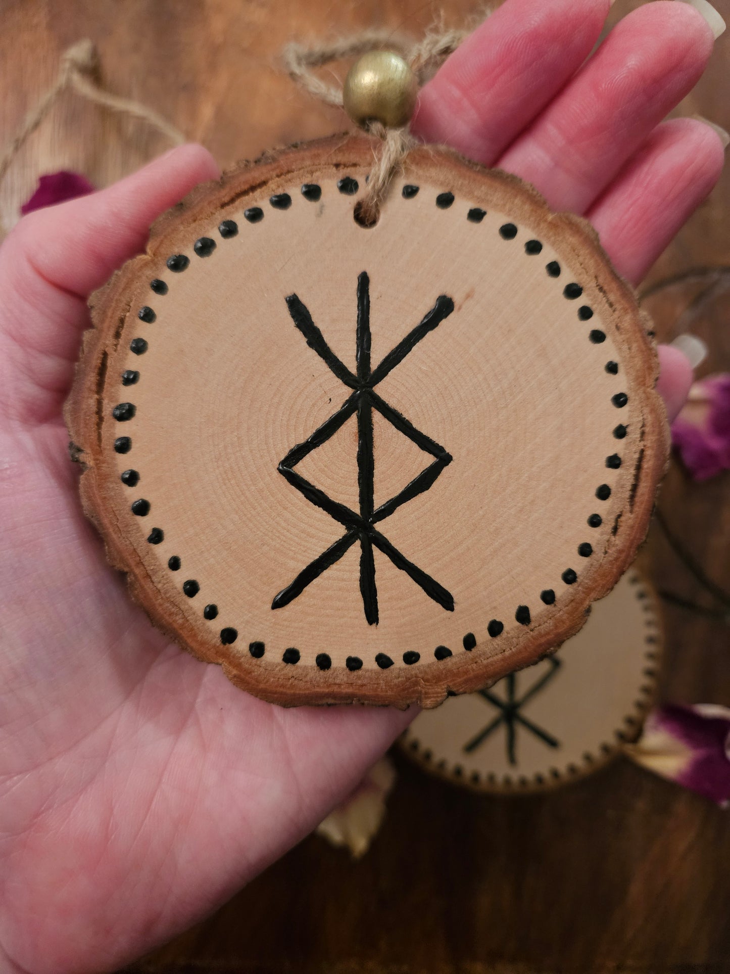 Hanging Wooden Protection Bind Rune