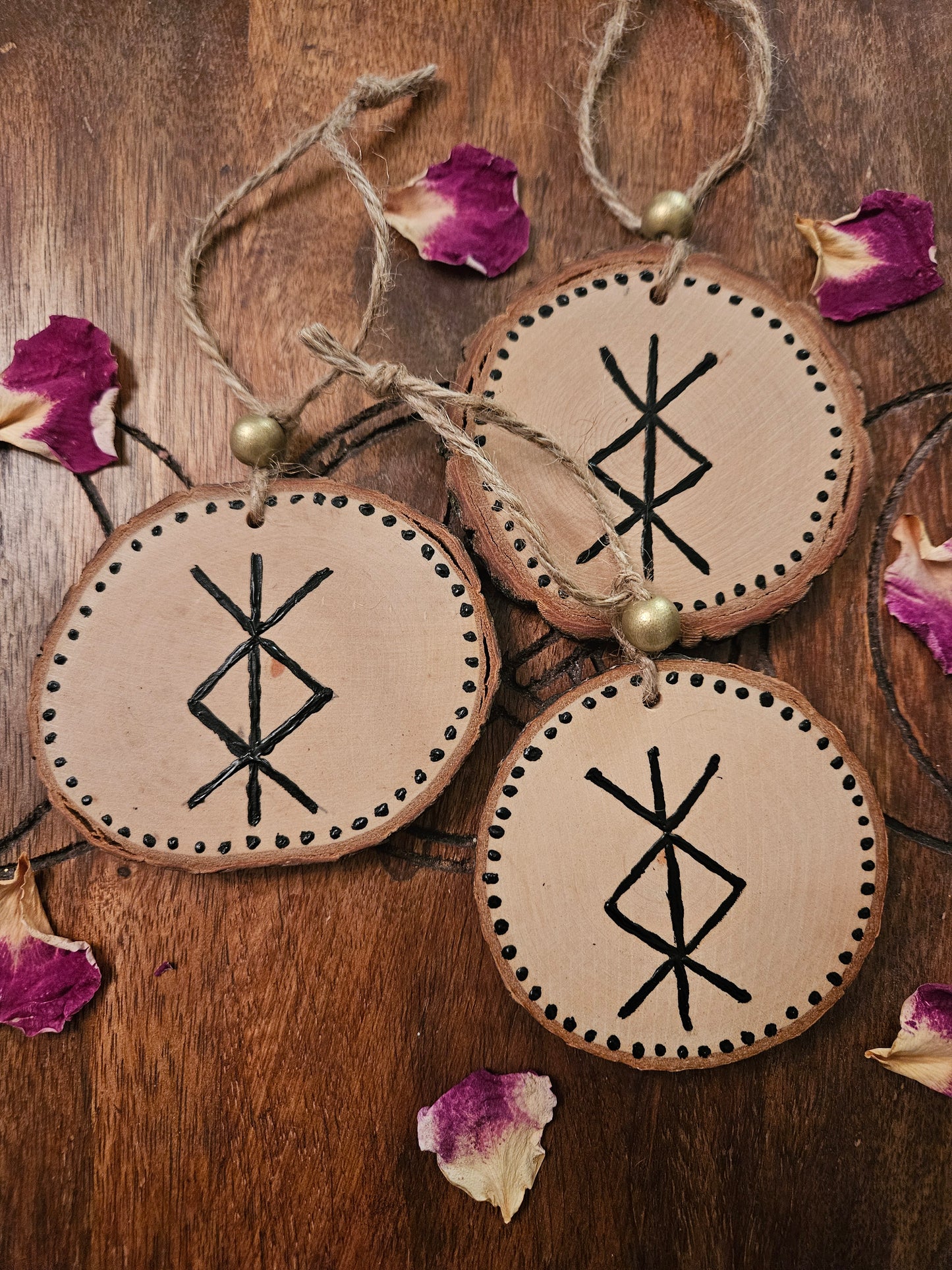 Hanging Wooden Protection Bind Rune