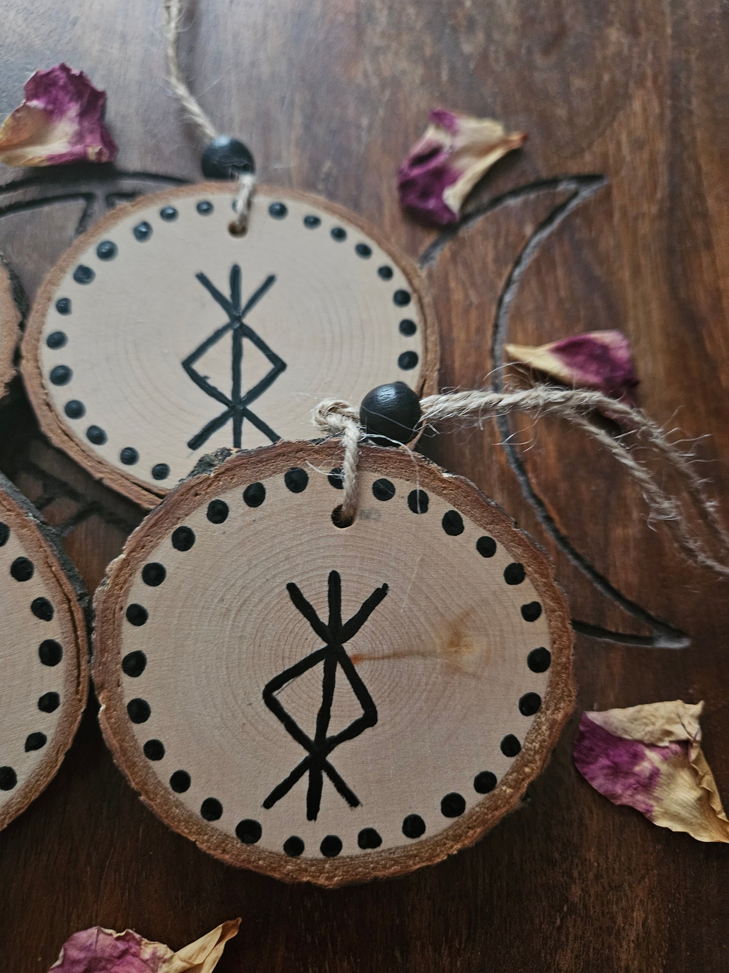 Hanging Wooden Protection Bind Rune