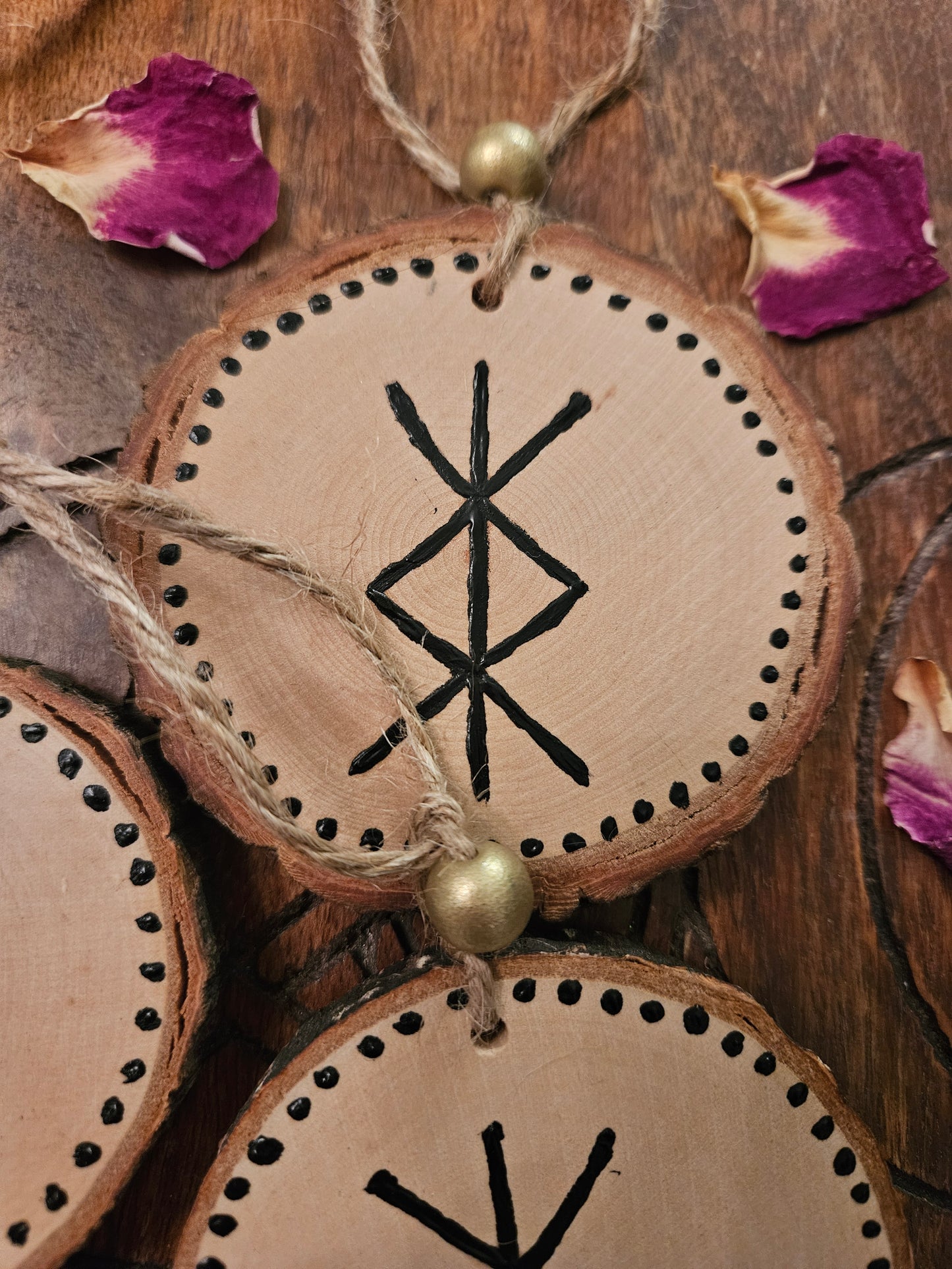 Hanging Wooden Protection Bind Rune