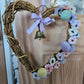 Spring Ostara Heart Rattan Witch Bell Wreath with eggs and flowers