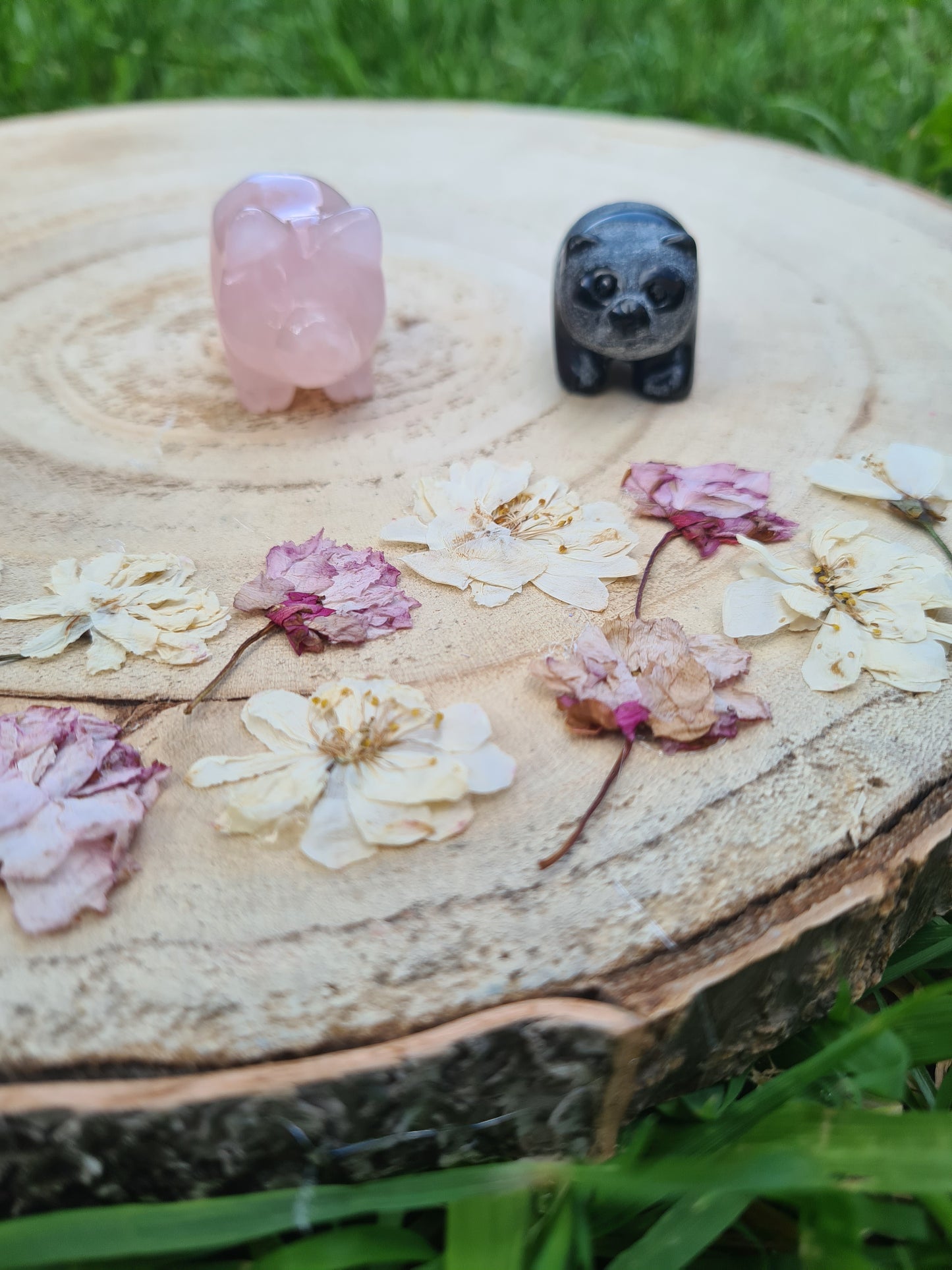 Rose Quartz Pig or Black Obsidian Panda