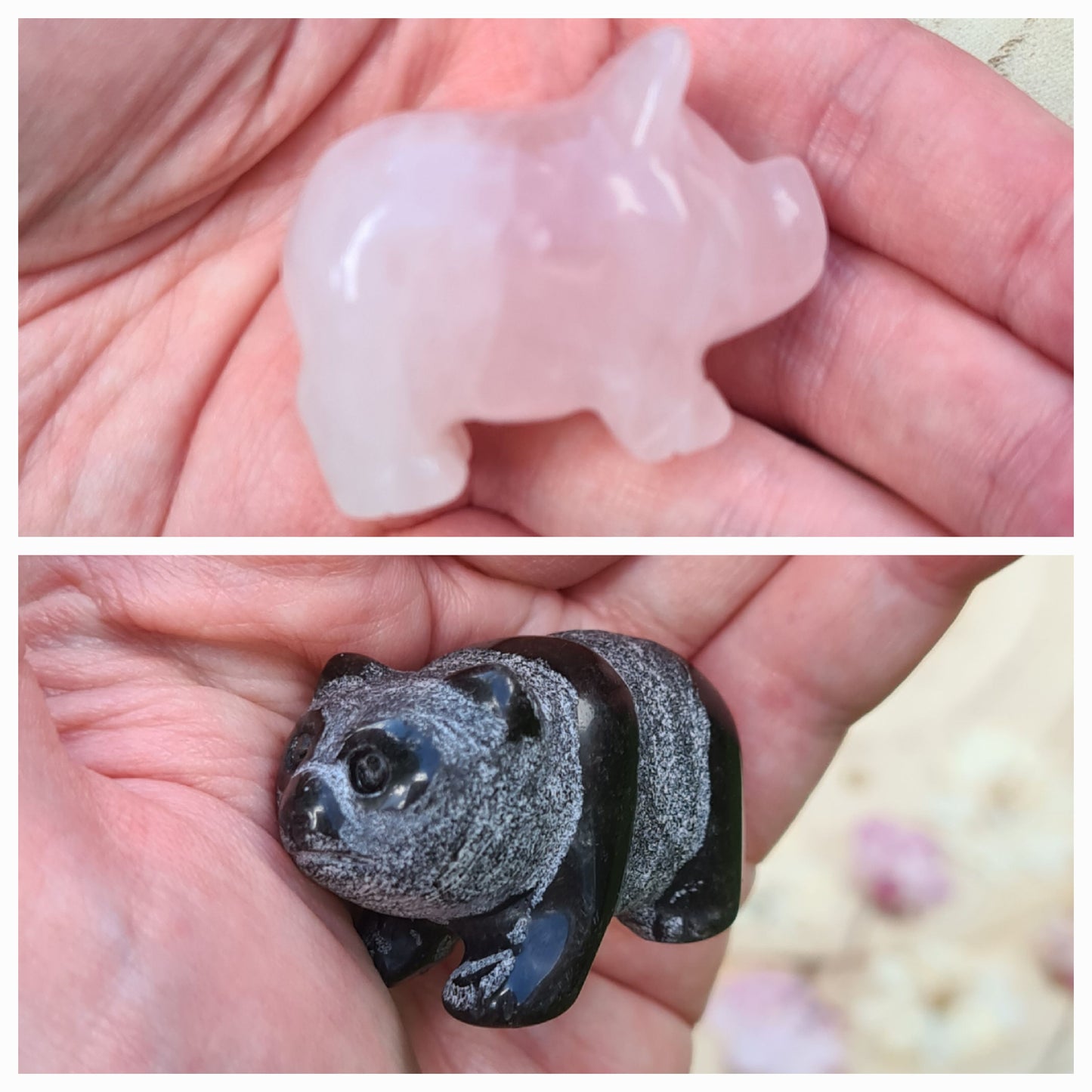 Rose Quartz Pig or Black Obsidian Panda