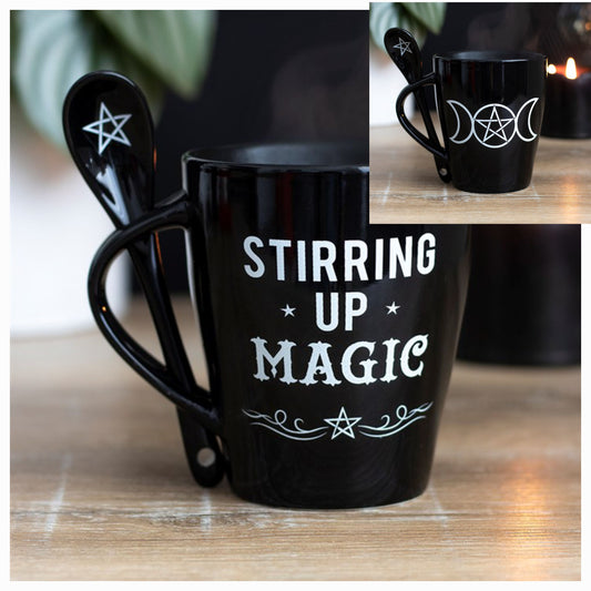 Witches Brew or Triple Moon Mug with matching spoon