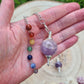 Amethyst or Clear Quartz Sphere Chakra Bead Pendulum Bracelet