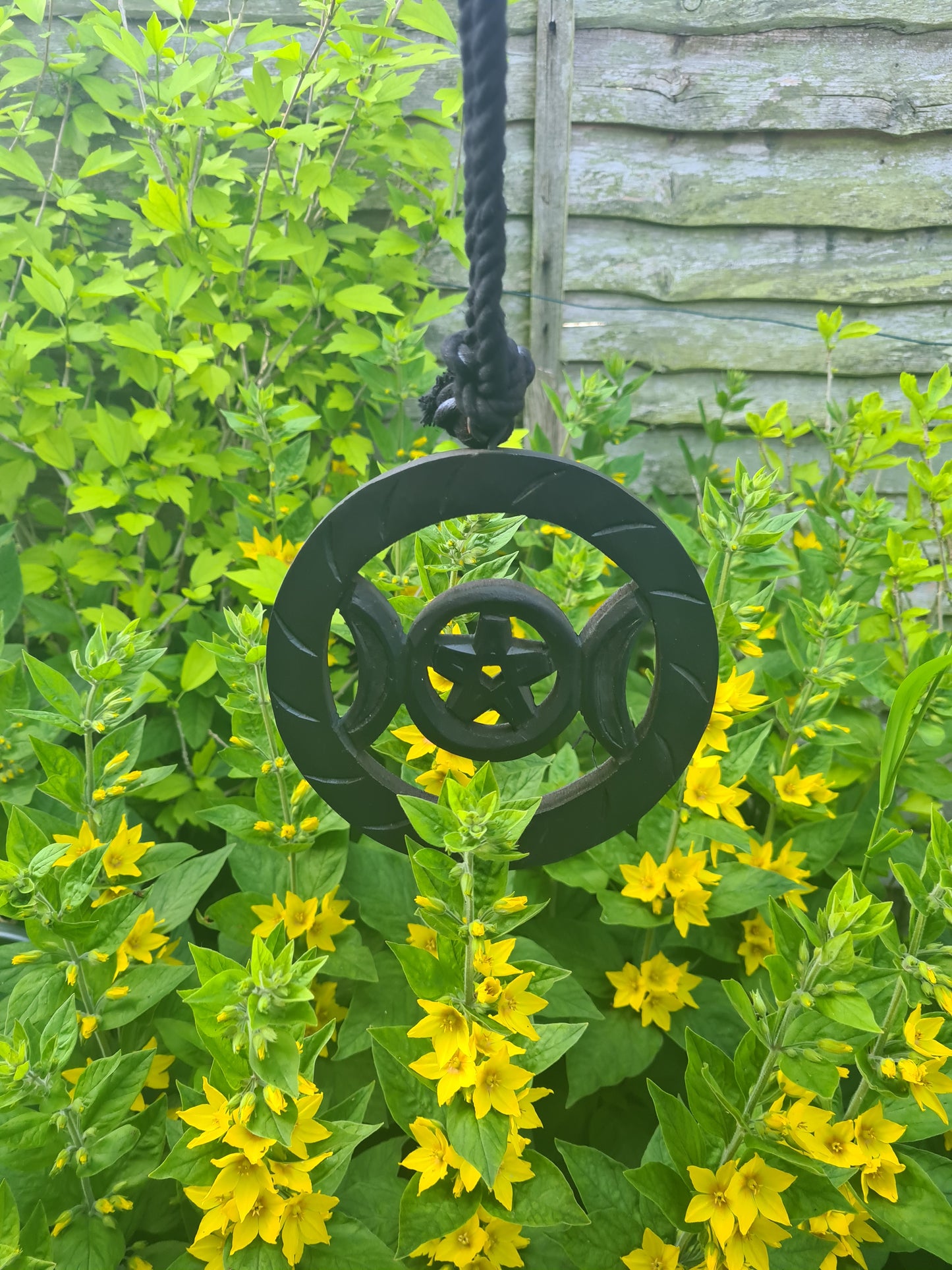 Black wooden Hanging Triple Moon