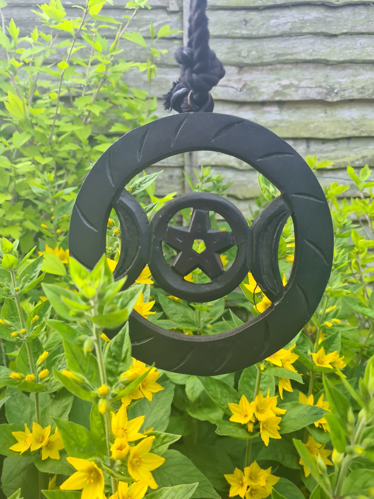 Black wooden Hanging Triple Moon