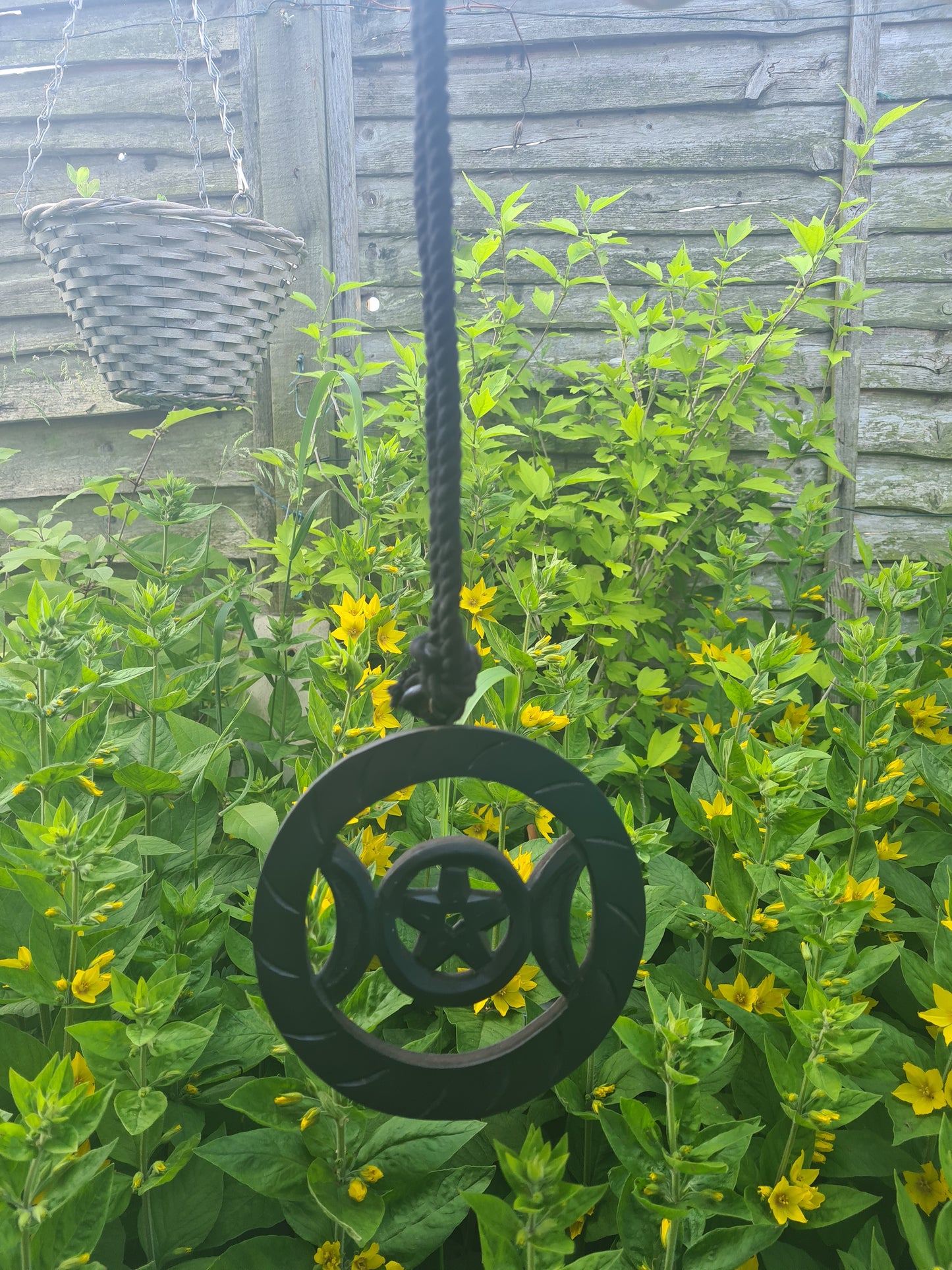 Black wooden Hanging Triple Moon