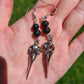 Bird Skull Earrings with Black Lava stones