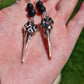 Bird Skull Earrings with Black Lava stones