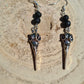 Bird Skull Earrings with Black Lava stones
