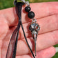 Bird Skull Necklace with lava stones