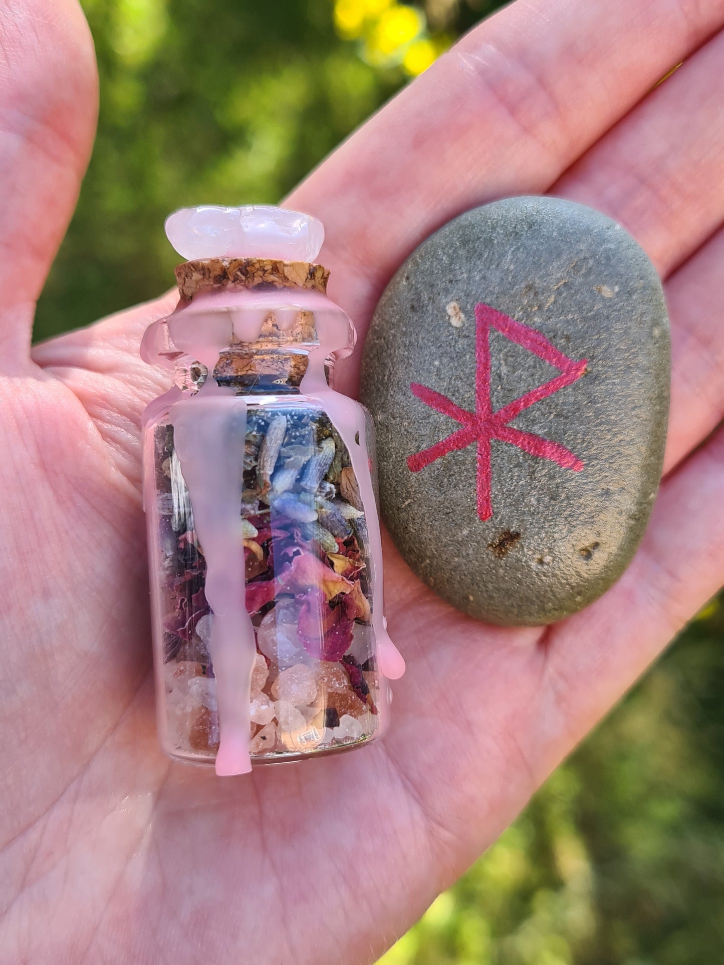 Protection Spell Vial and Seastone Protection Bind Rune or Love Spell Jar with Seastone Love Bind Rune