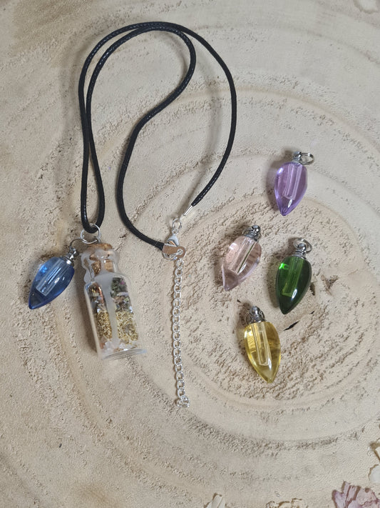 Luxury Anxiety Relief Spell bottle Pendant with Lavender essential oil vial