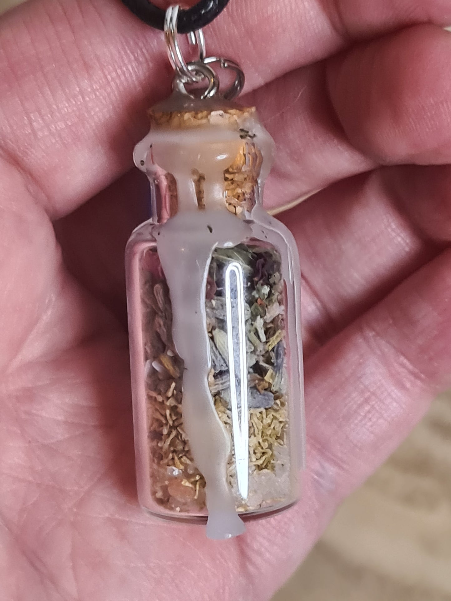 Luxury Anxiety Relief Spell bottle Pendant with Lavender essential oil vial