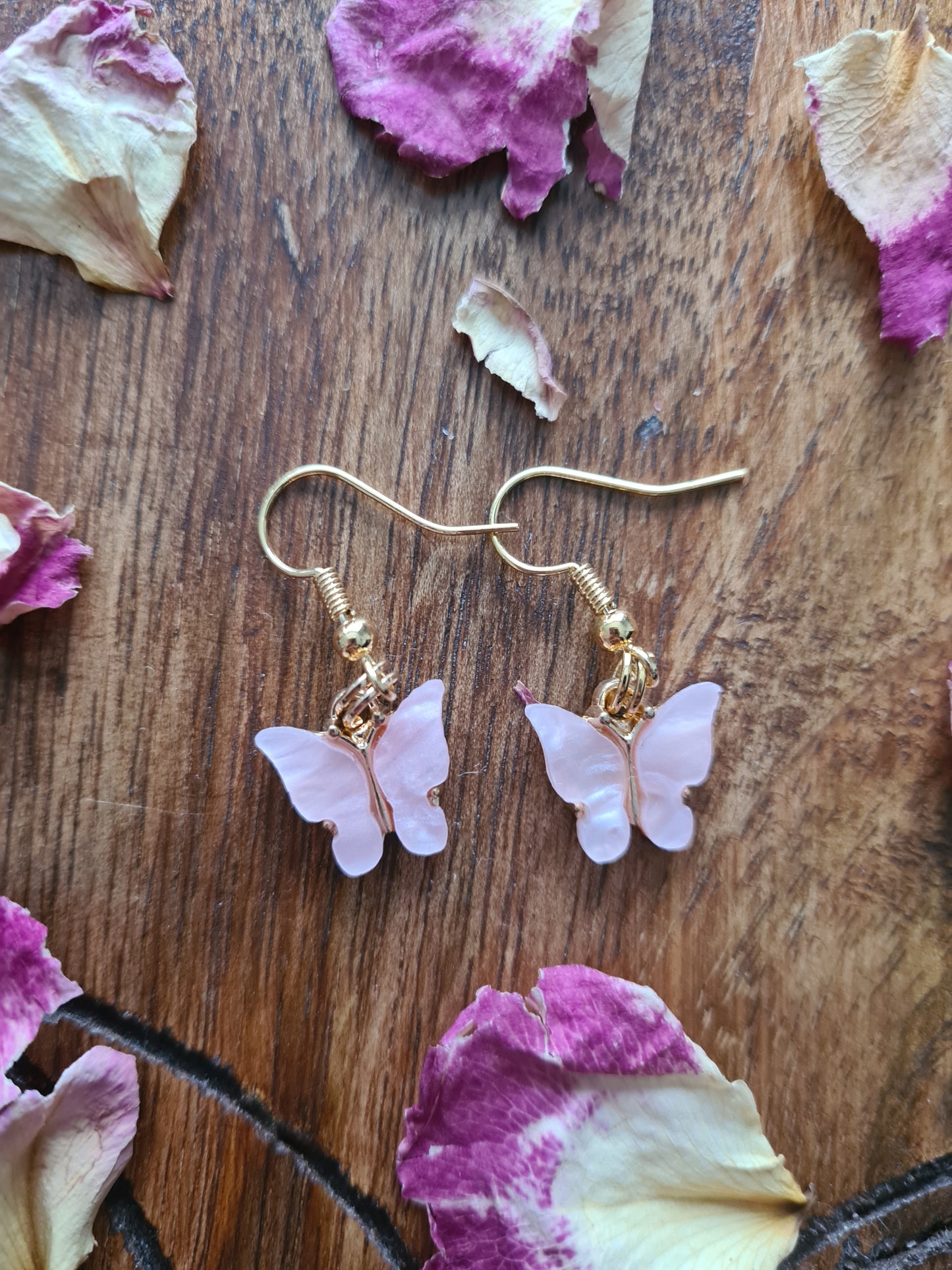 Pink Enamel Butterfly earrings