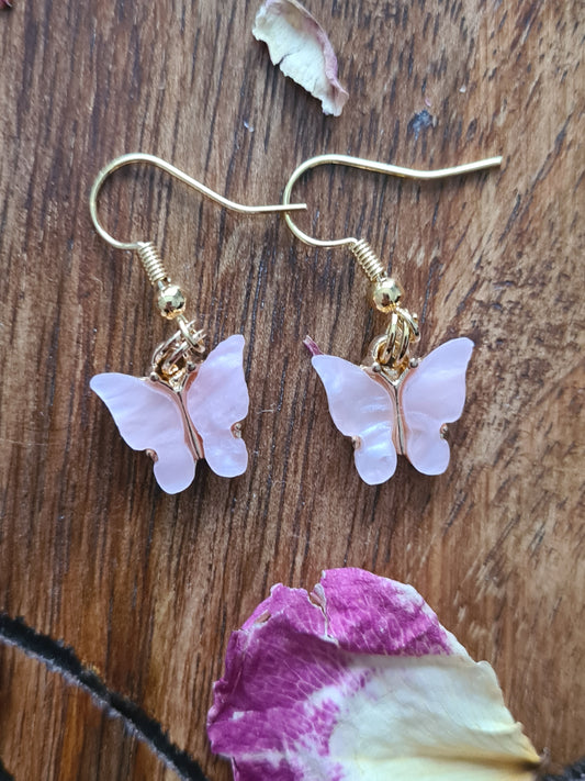 Pink Enamel Butterfly earrings