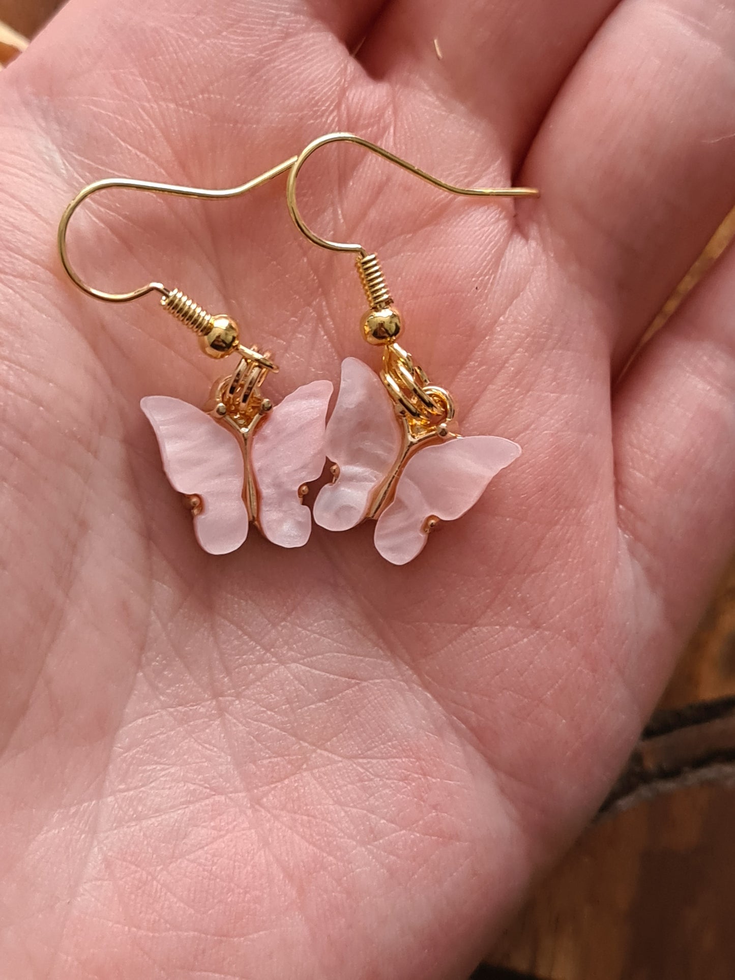 Pink Enamel Butterfly earrings