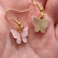Pink Enamel Butterfly earrings