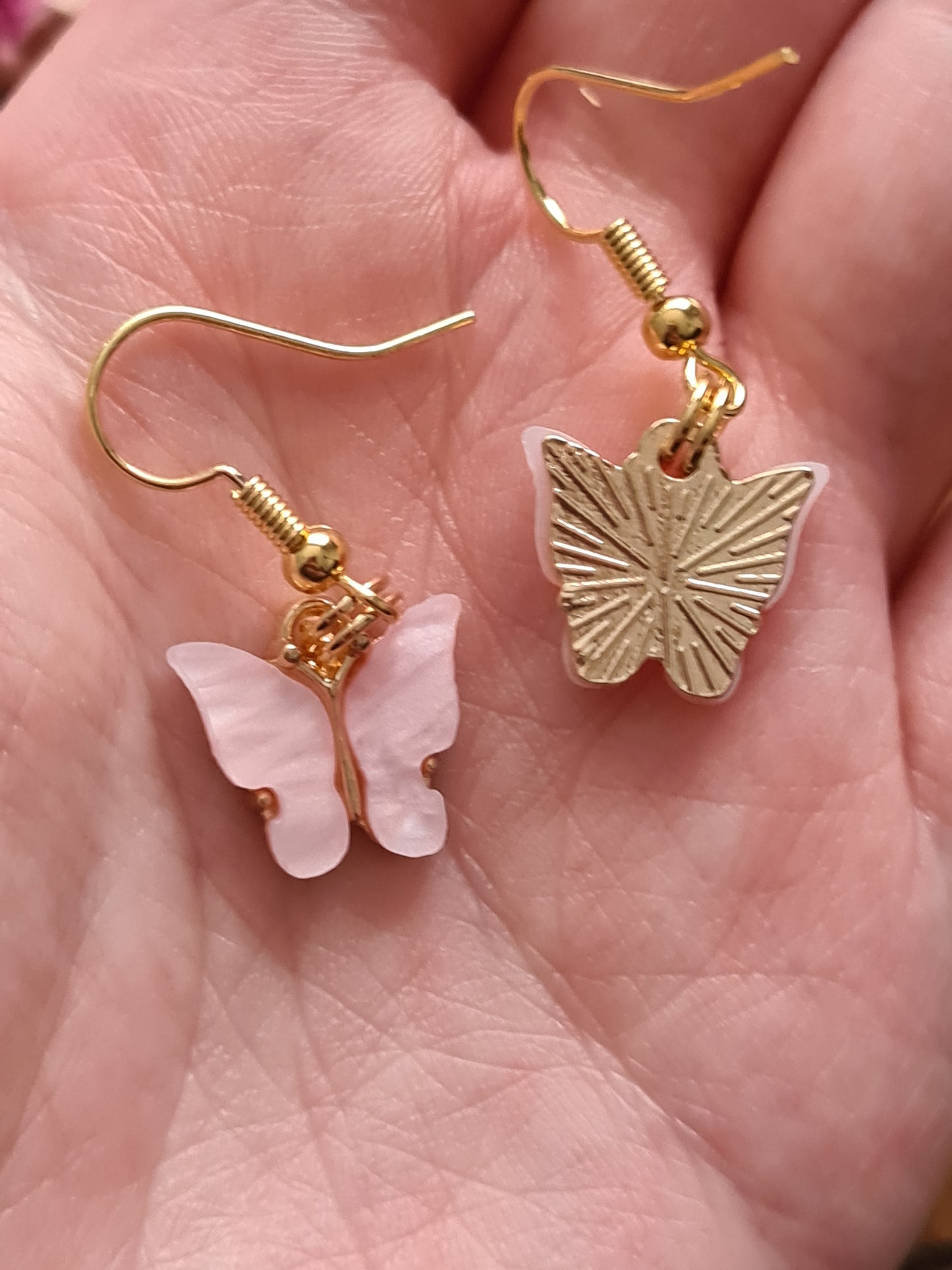 Pink Enamel Butterfly earrings