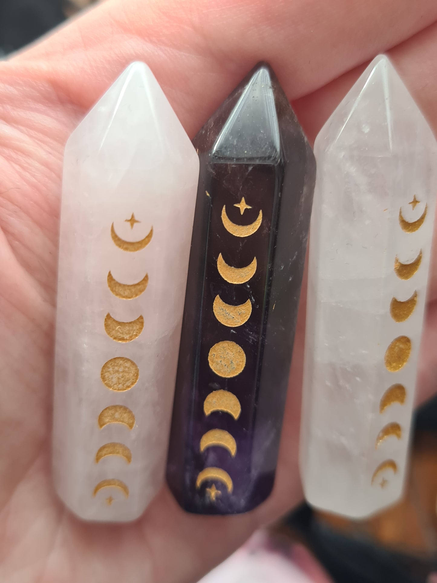 Moon Phase Crystal Point - 5cm ~ Amethst ~ Clear Quartz ~ Rose Quartz