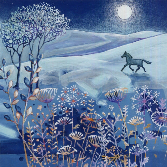 Moonlit Horse Greeting Card (Blank) by Penny Gaj