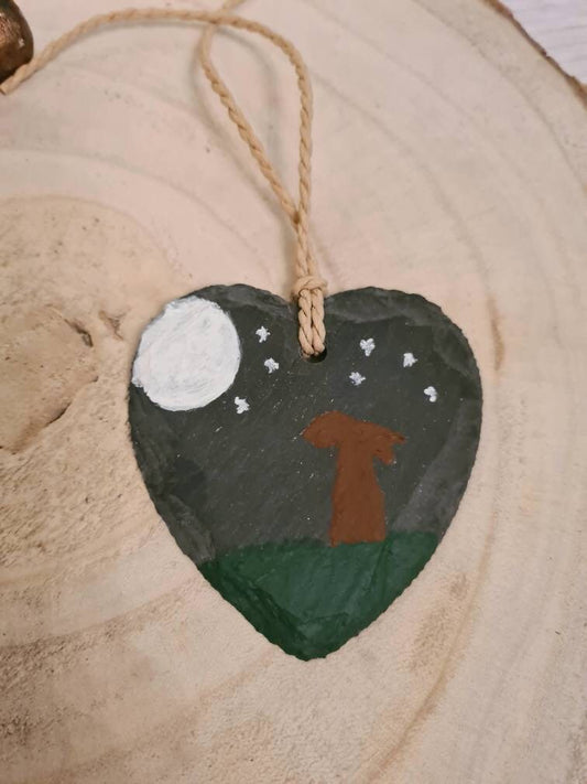 Mini Hare Heart Slate Decoration