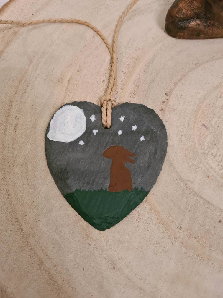 Mini Hare Heart Slate Decoration