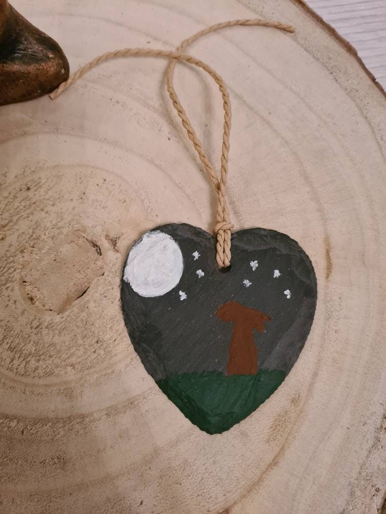 Mini Hare Heart Slate Decoration