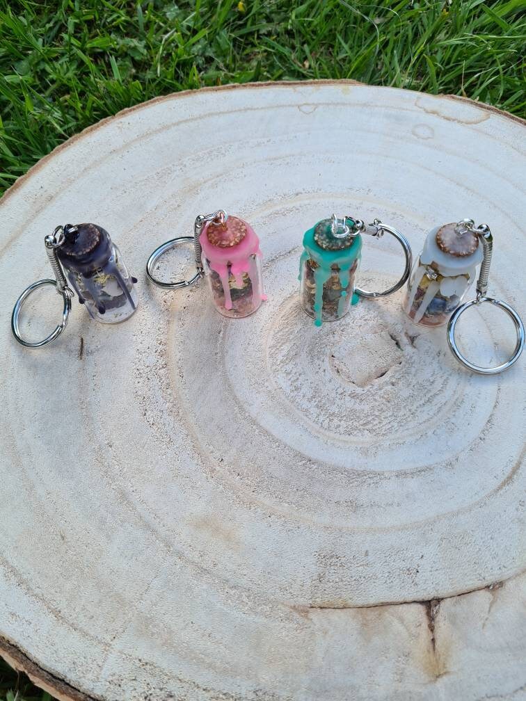 Spell Jar Keyrings ~ Self Love ~ Anxiety relief ~ Protection ~ Good luck/abundance~