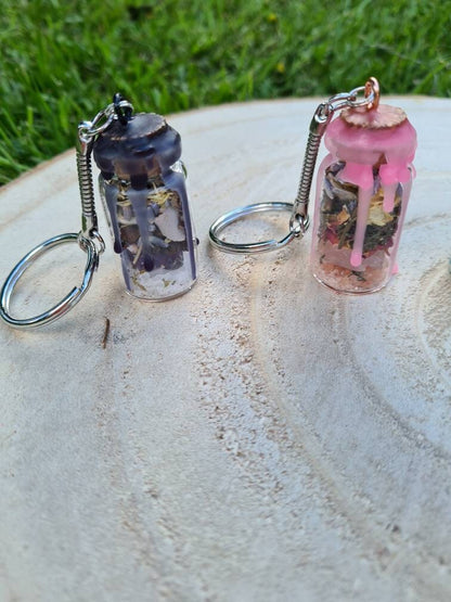 Spell Jar Keyrings ~ Self Love ~ Anxiety relief ~ Protection ~ Good luck/abundance~