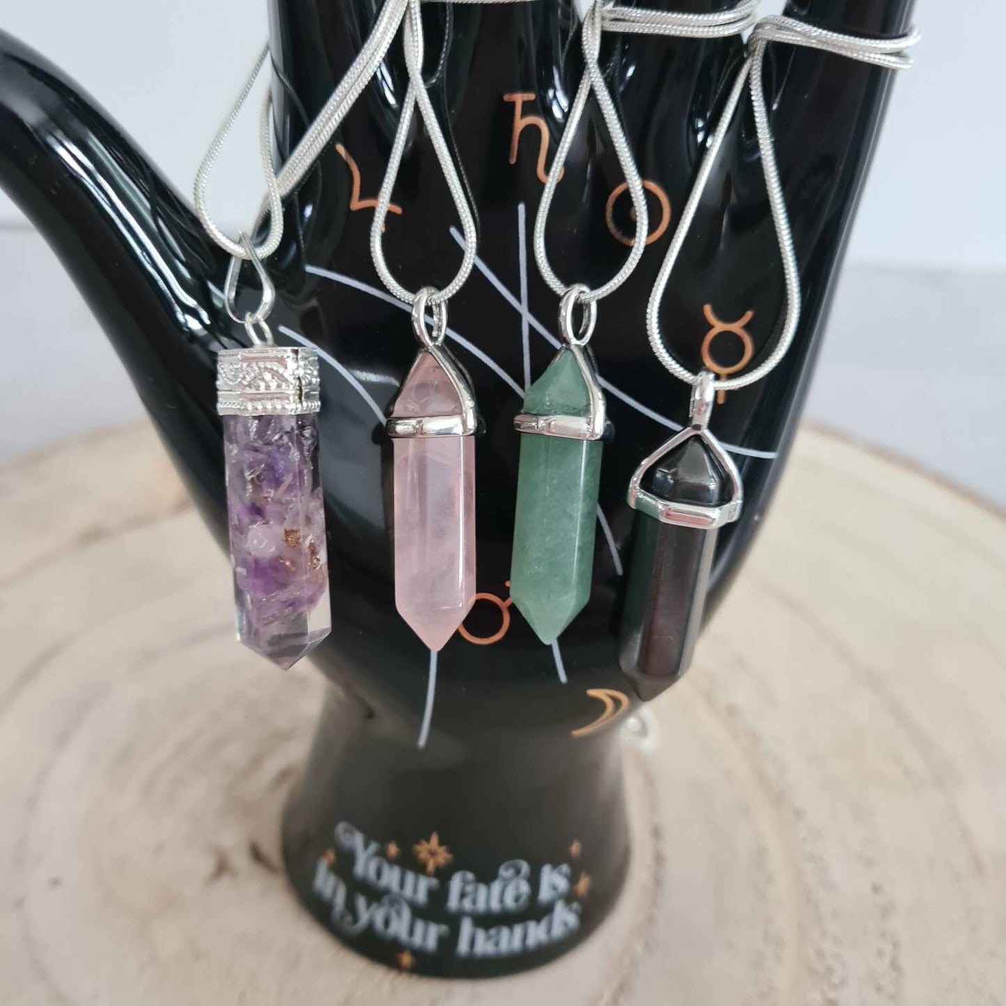 Crystal Fixed Point Necklace ~Rose Quartz ~ Hematite ~ Aventurine ~ Amethyst Orgonite