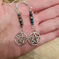 Pentagram beaded drop earrings