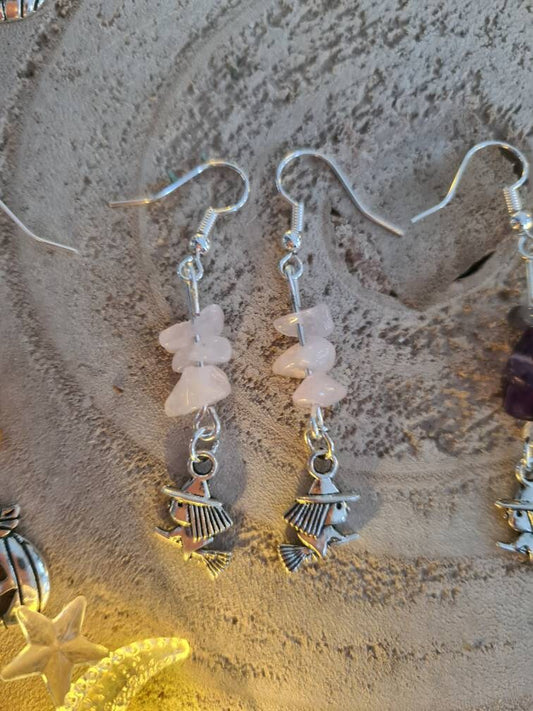 Flying Witch Drop Earrings ~ Wiccan earrings ~ pagan earrings ~ pumpkin earrings ~ witch earrings