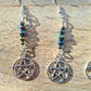 Pentagram beaded drop earrings