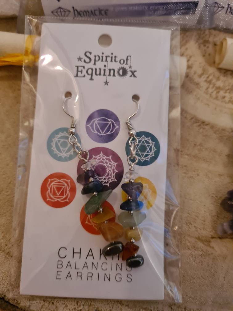 Chakra box ~ chakra crystals ~Chakra bracelet ~ chakra earrings ~ chakra affirmations