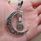Filigree Moon Pendant with charm ~ Rabbit, Butterfly, Owl ~ Pagan, Wiccan